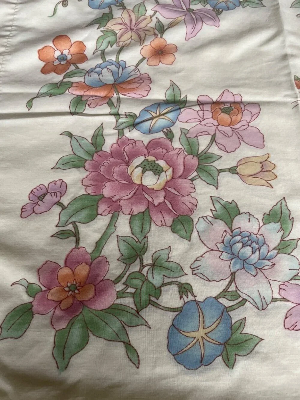 Floral Twin Size Pillow Case Set Pastel Colors Vintage Springmaid Wondercale USA